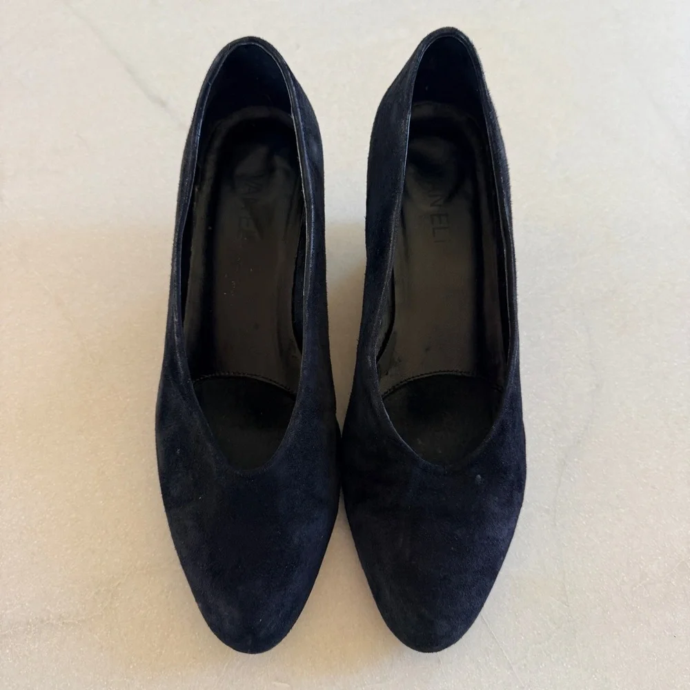 VANELi Dilys Black Suede Wedge Pumps Round Toe Comfort Heels Womens 6